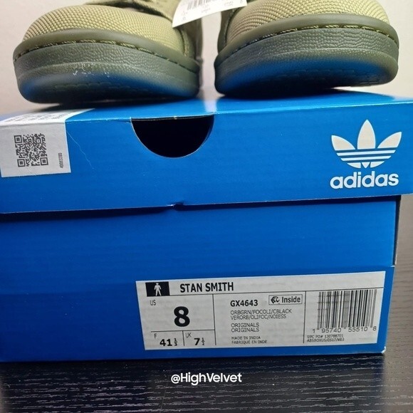 0017 adidas Originals STAN SMITH SHOES Olive sz 8 (Men\'s)